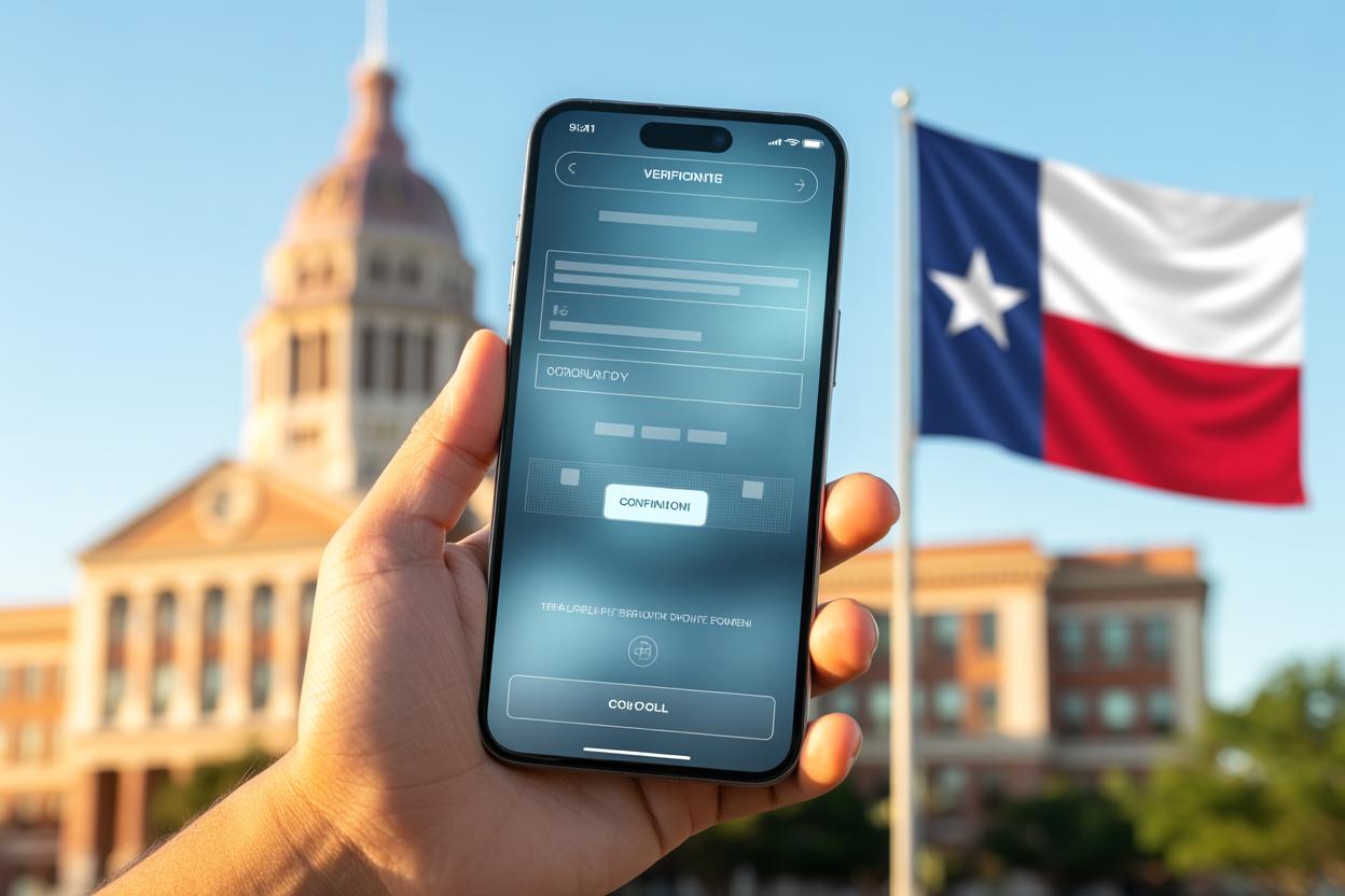 Smartphone mostrando tela de verificação de idade em loja de aplicativos