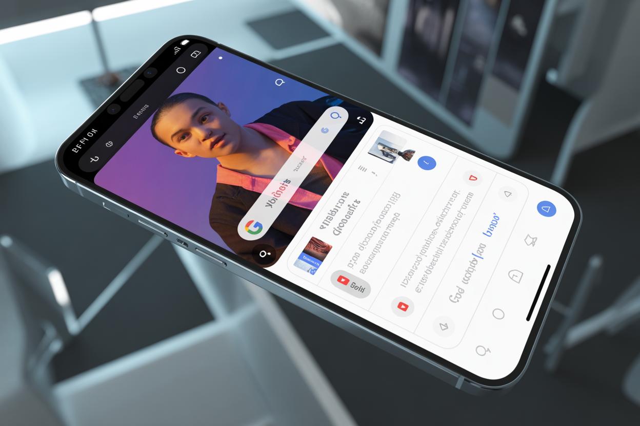 Interface do Google Lens integrada ao YouTube Shorts mostrando busca visual em vídeo