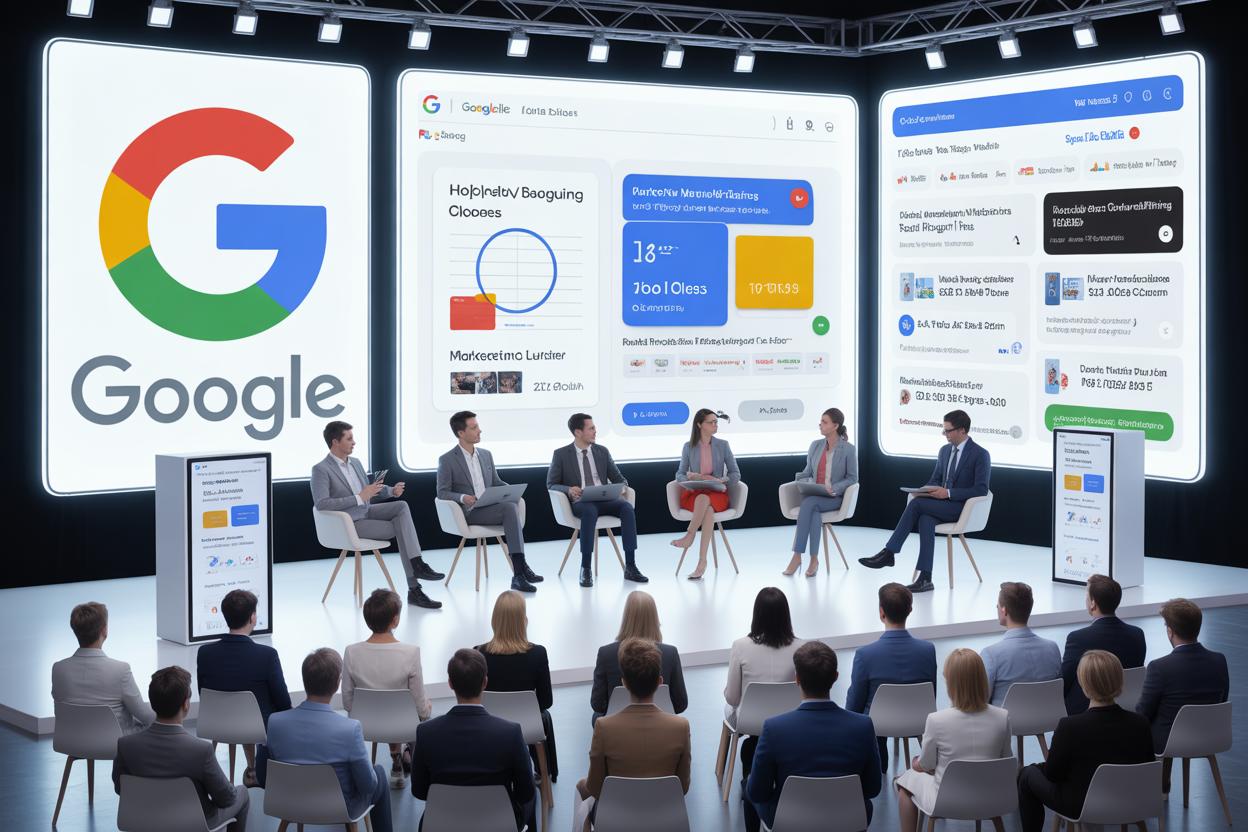 Apresentação das novidades do Google Marketing Live 2025 com destaque para ferramentas de IA