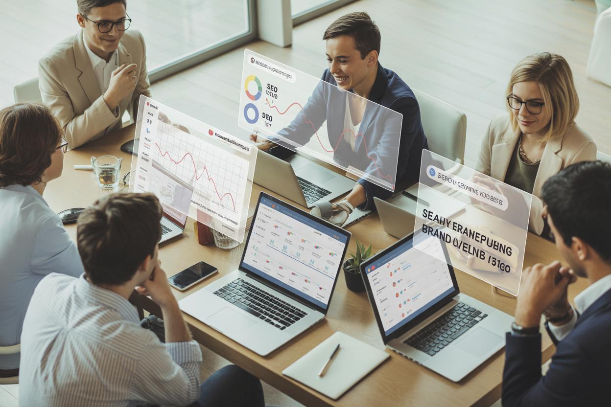 Análise de métricas de SEO em dashboard digital