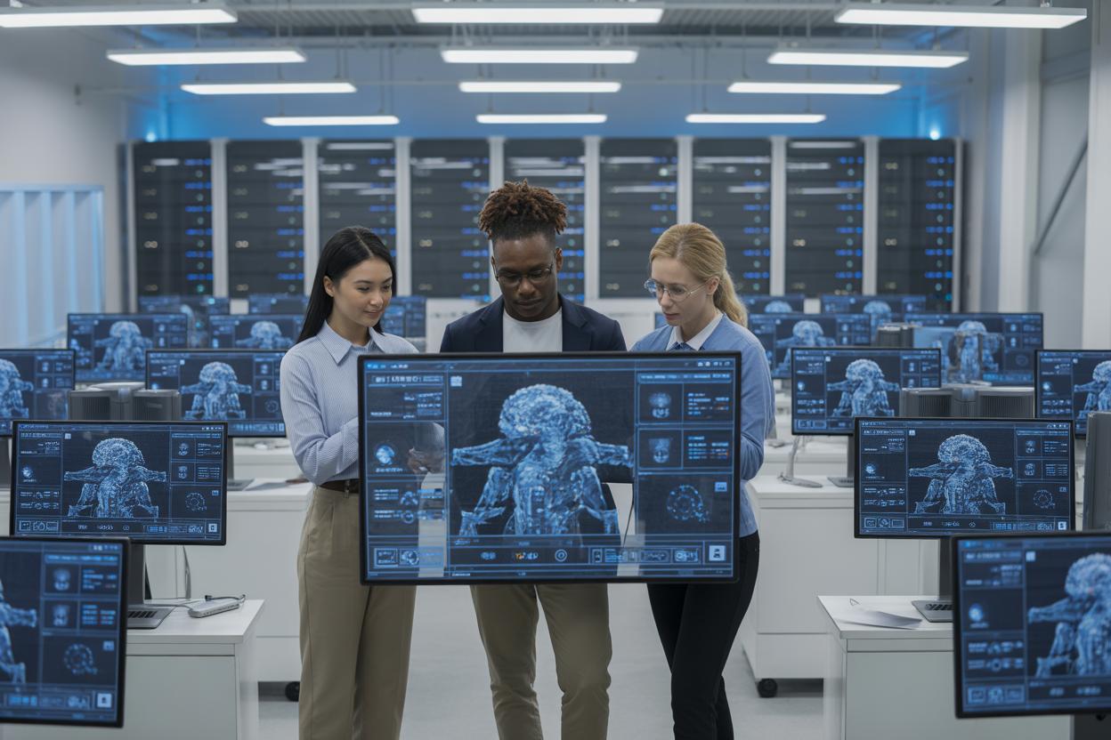 Agente de inteligência artificial processando dados em interface digital