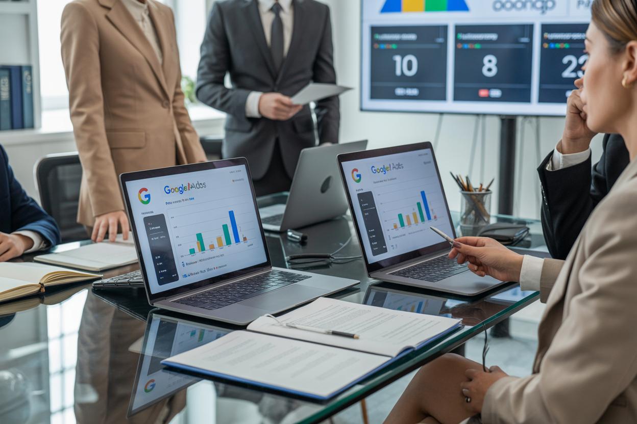Dashboard mostrando métricas e indicadores do Google Ads em 2025