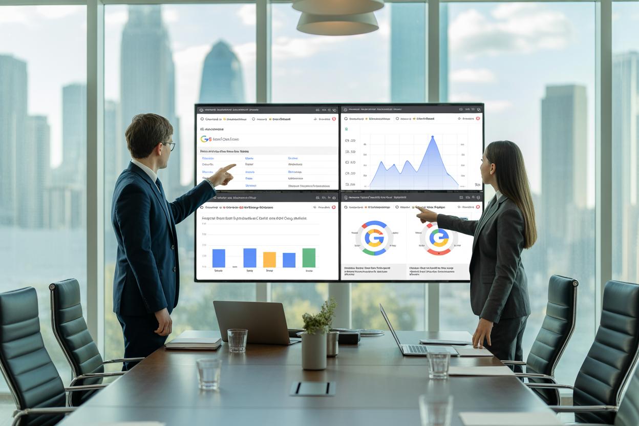 Comparação entre relatórios do GA4 e Google Search Console mostrando diferentes métricas de tráfego