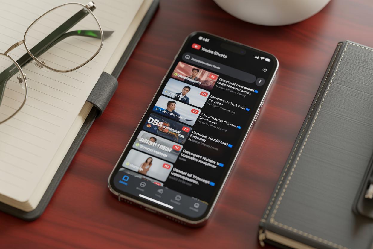 Interface do YouTube Shorts mostrando posts integrados ao feed de vídeos curtos