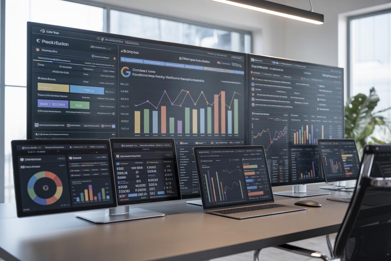 Dashboard mostrando métricas de mídia paga e atribuição de resultados em e-commerce