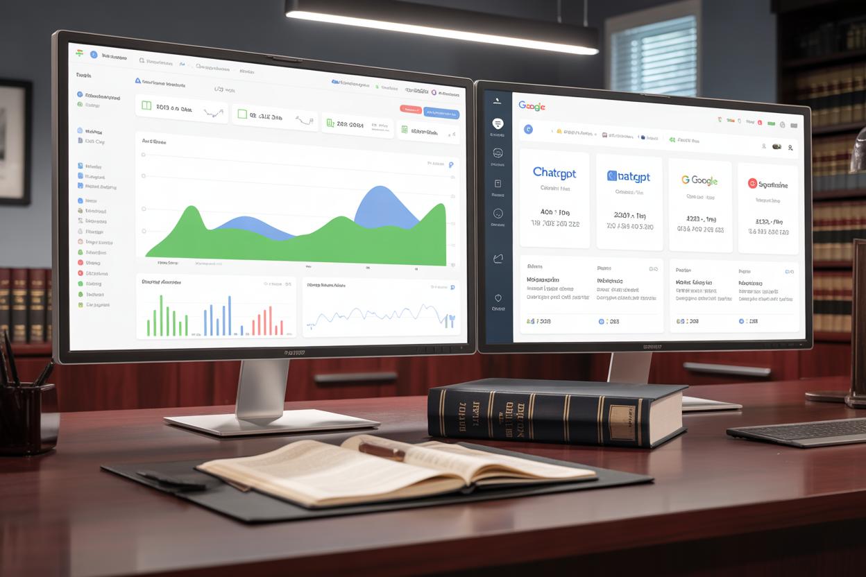 Gráfico comparativo mostrando análise de tráfego entre ChatGPT e Google