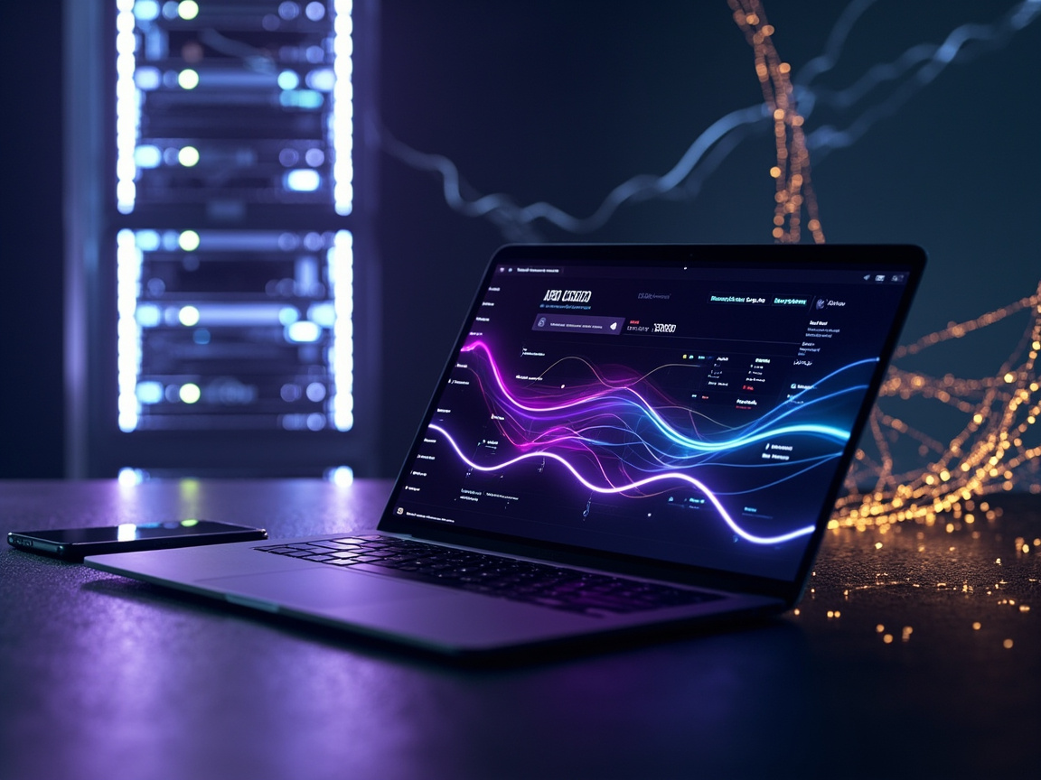 Workspace de desenvolvedor com dashboard mostrando orquestração multi-agente atrás de uma única API